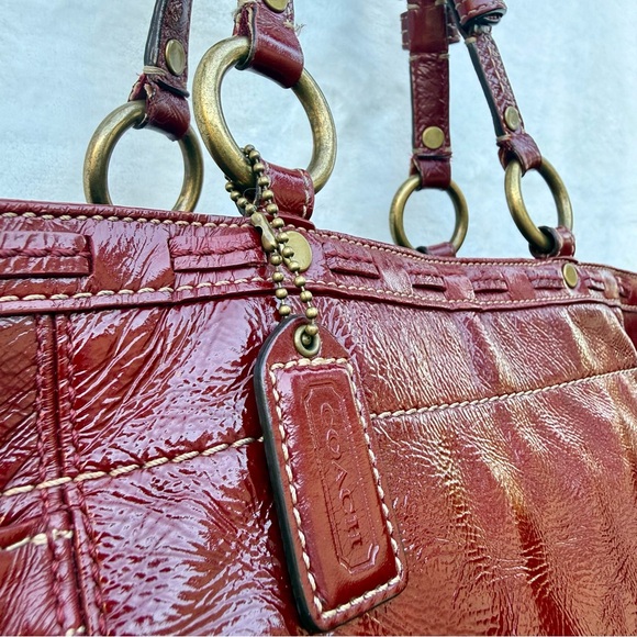 Coach Handbags - Coach Vintage 2007 Gallery East West Laced Tote Red Patent Leather 11500